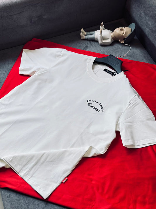 CAMISETA SLIM CLE BLANCA MARCO AMARILLO