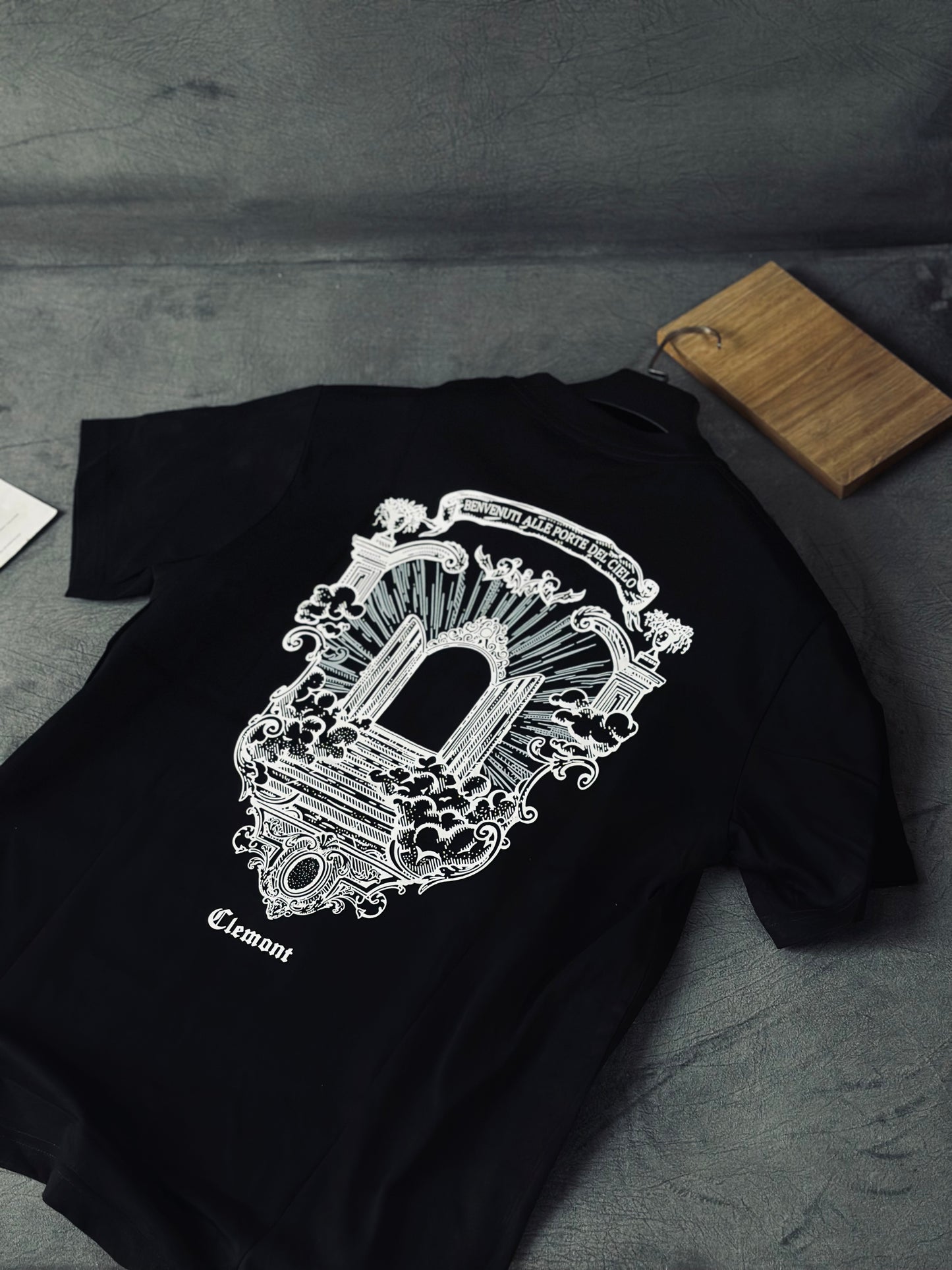 CAMISETA SLIM CLE NEGRA MARCO GRIS