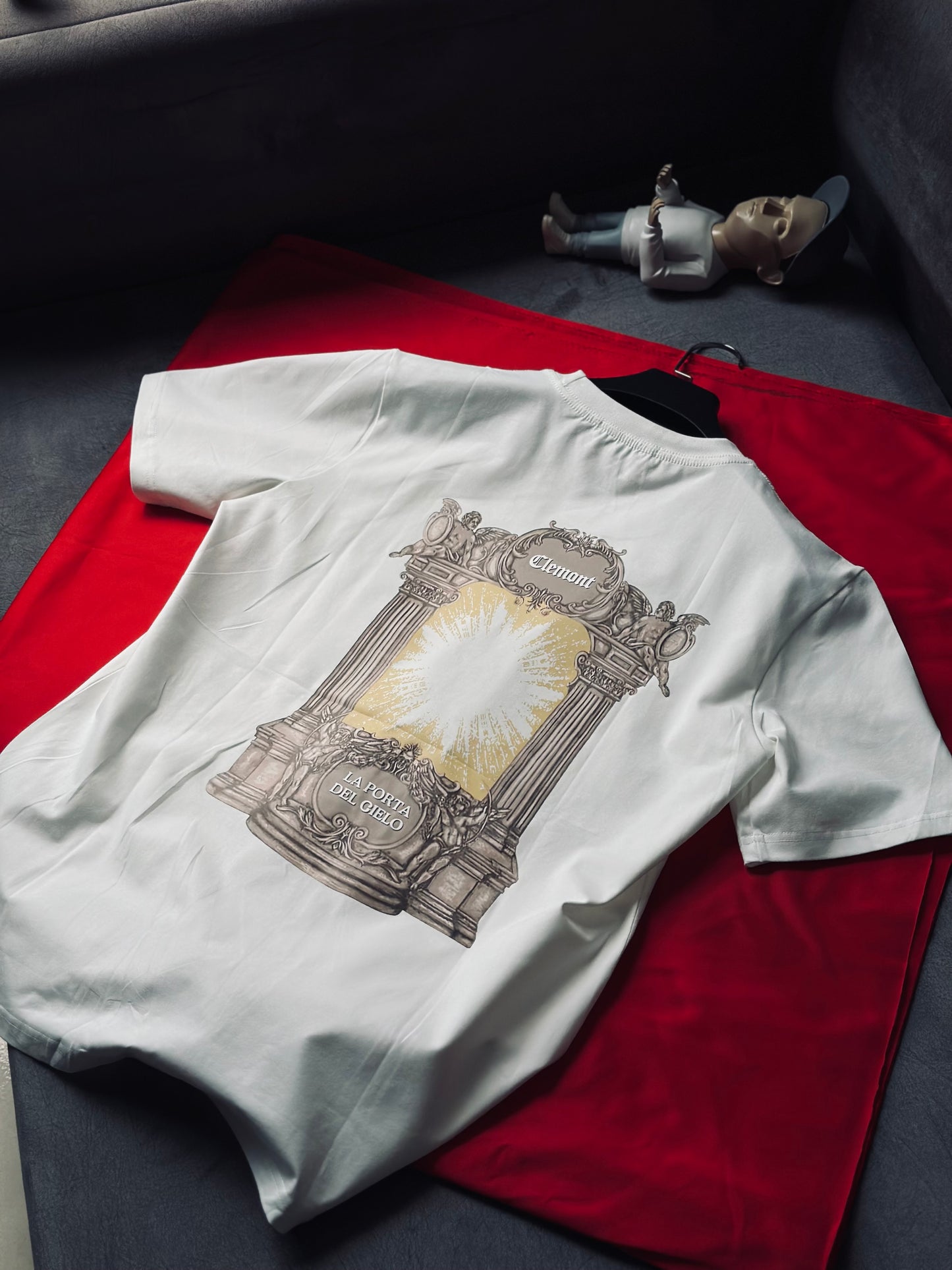 CAMISETA SLIM CLE BLANCA BORDE CAFÉ