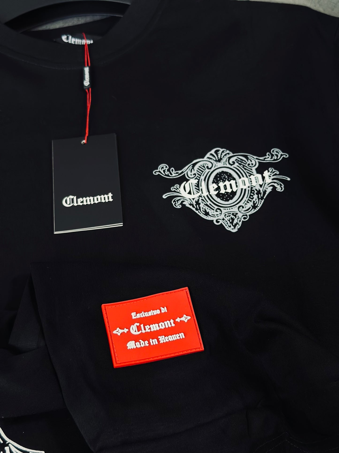 CAMISETA SLIM CLE NEGRA MARCO GRIS