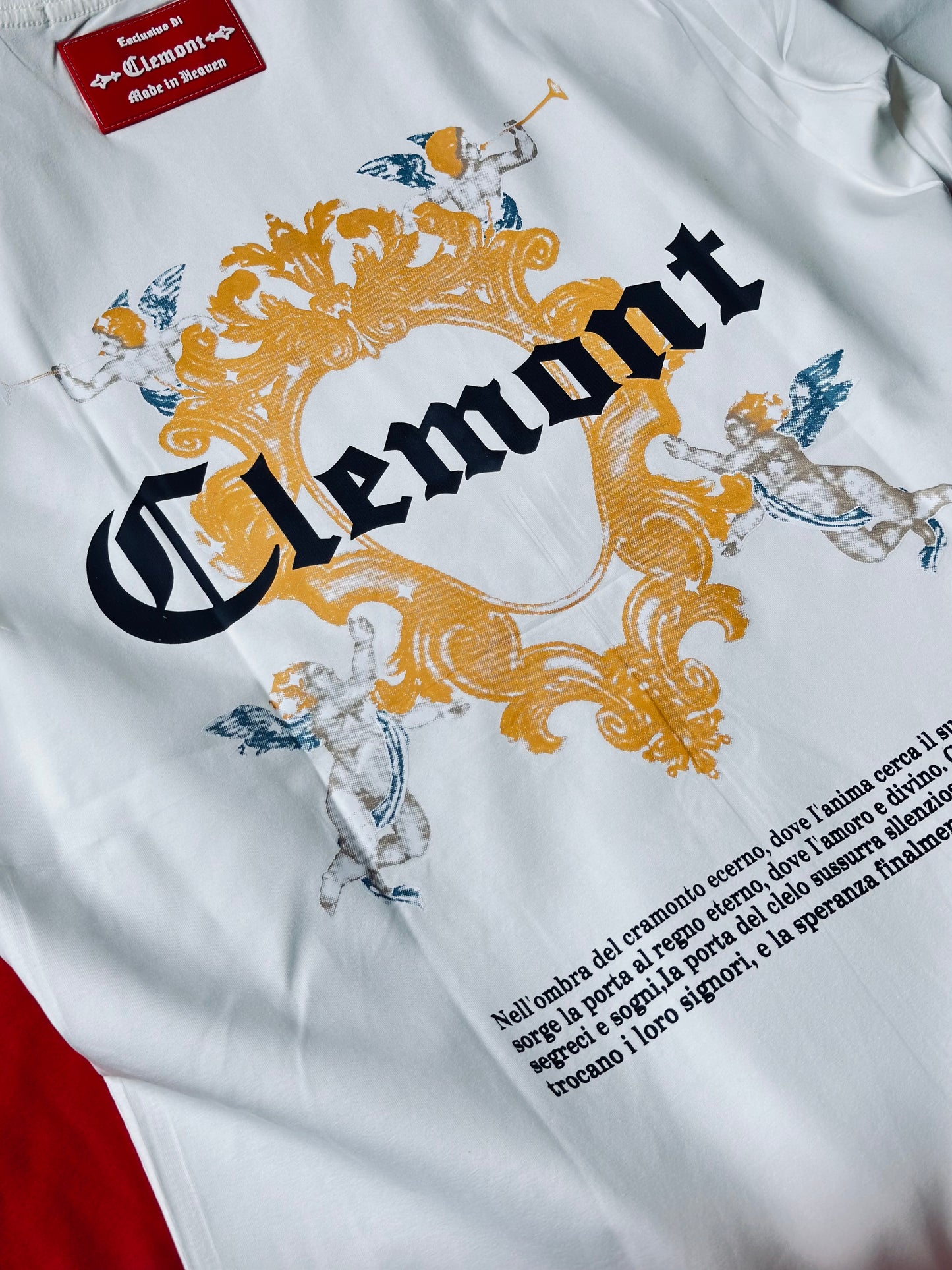 CAMISETA SLIM CLE BLANCA MARCO AMARILLO