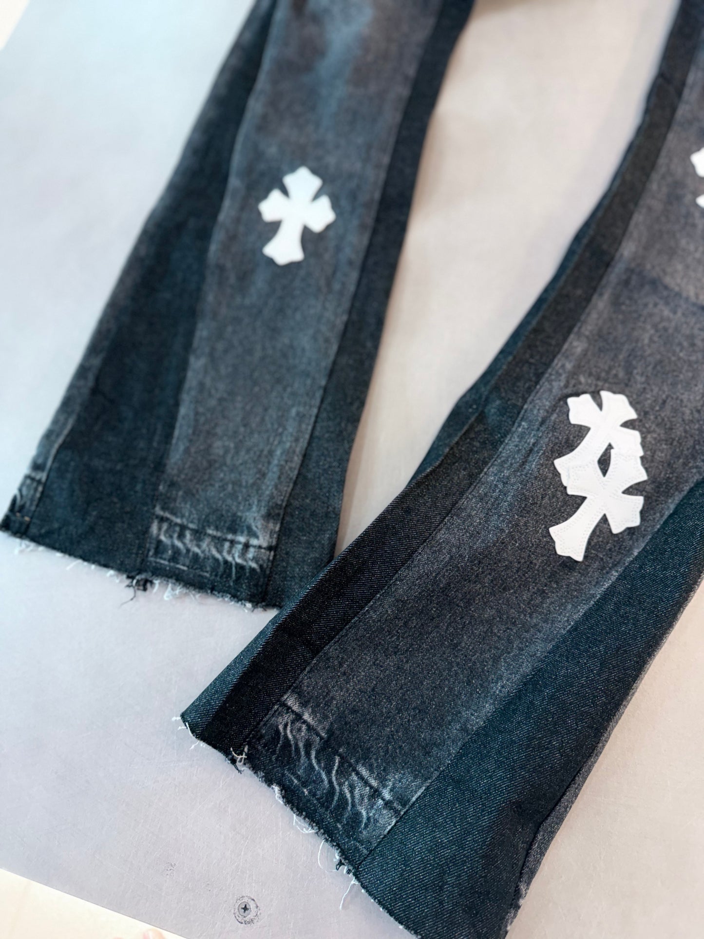 JEAN GAL GRIS VINTAGE CRUCES BLANCAS