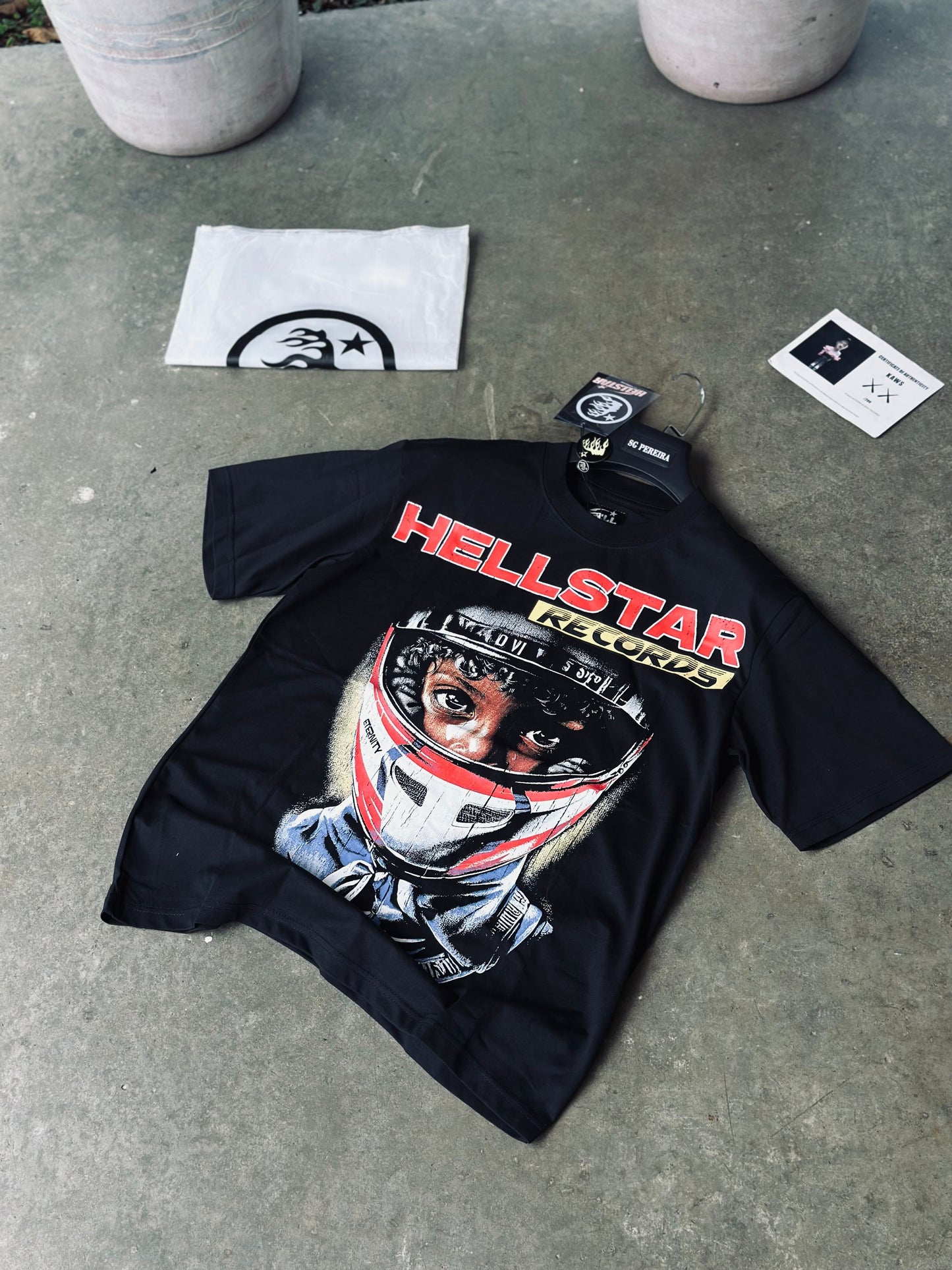 CAMISETA OVERSIZE HEL NEGRA CASCO MOTO