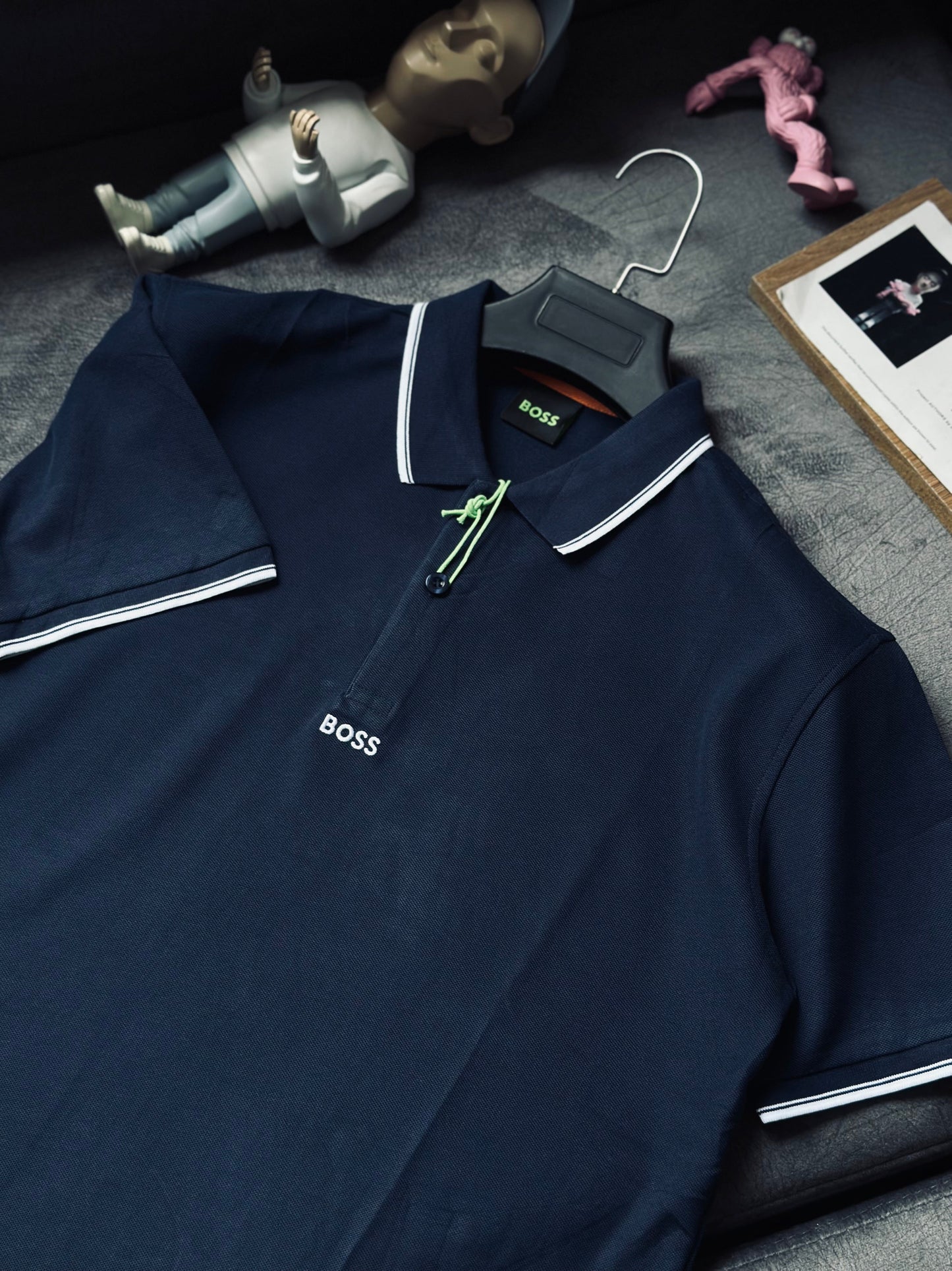 CAMISETA POLO HUG AZUL LINEA BLANCO