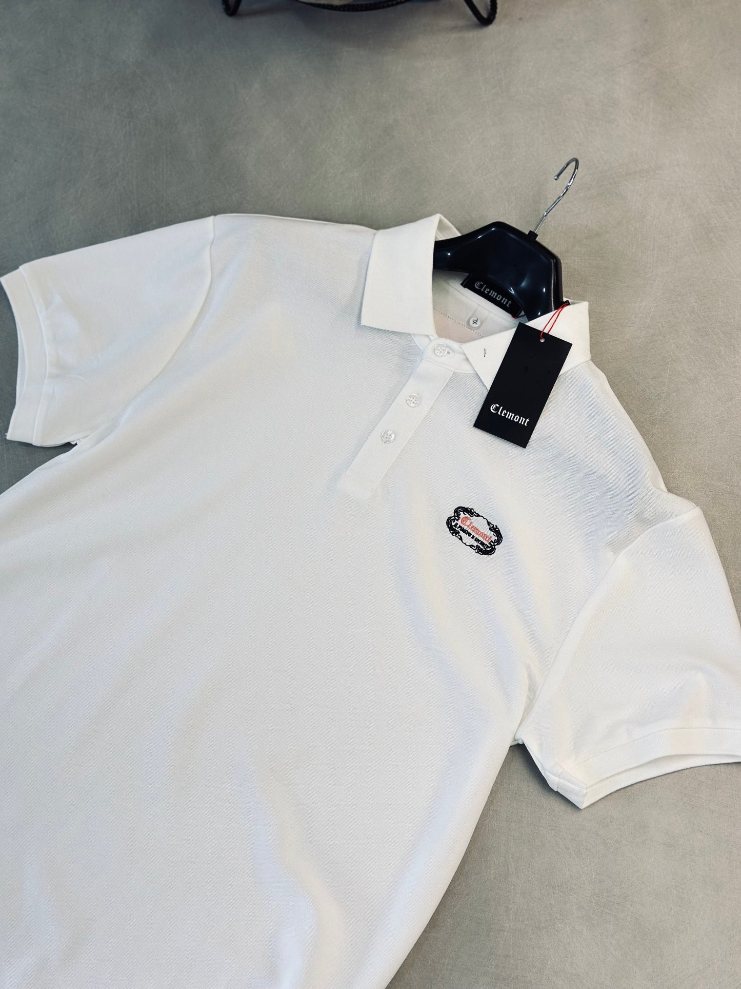 CAMISETA POLO CLE BLANCA TEJIDO NEGRO