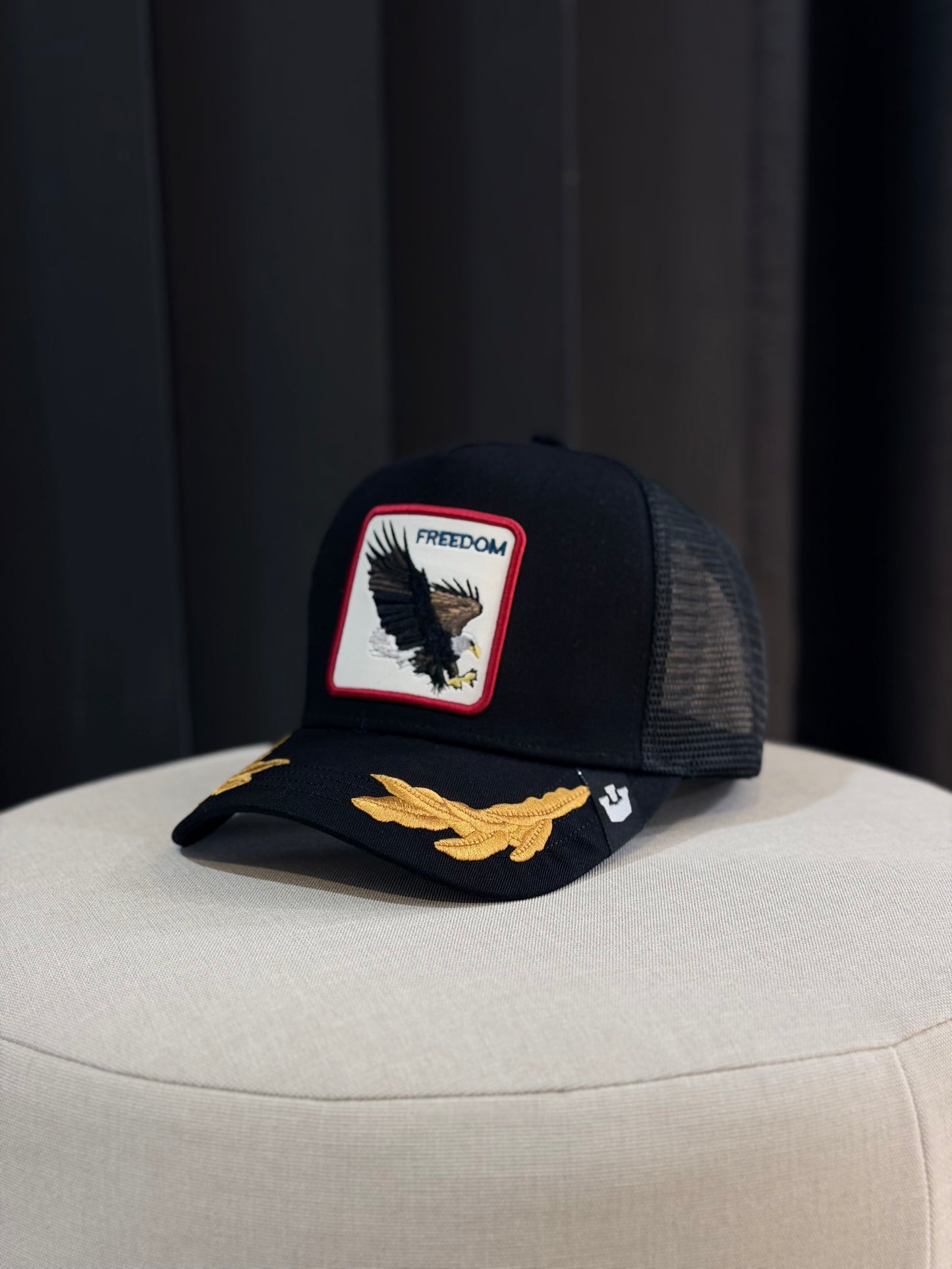 GORRA GOO NEGRA VICERA RAMAS AGUILA