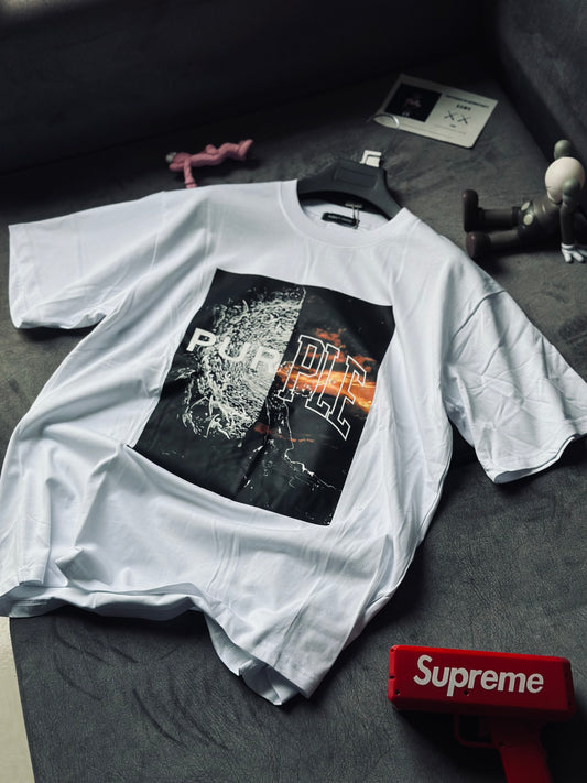 CAMISETA OVERSIZE PUR BLANCA DOS DIMENSIONES