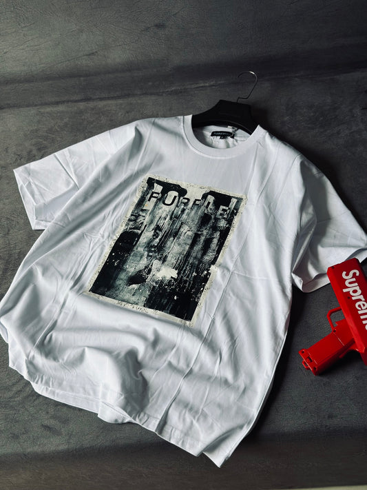 CAMISETA OVERSIZE PUR BLANCA ROSTRO CASCADA
