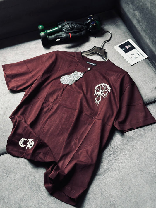 CAMISETA OVERSIZE CHR VINOTINTO CRUZ CREMA