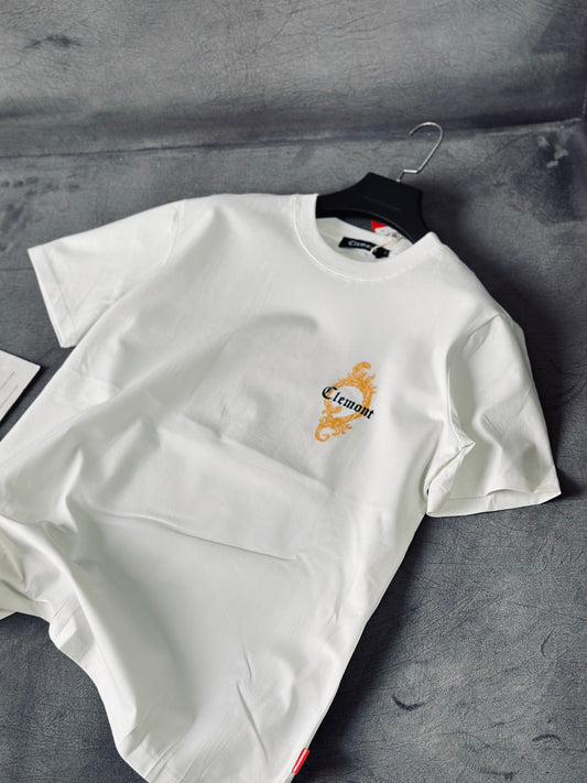 CAMISETA SLIM CLE BLANCA DISEÑO AMARILLO