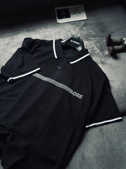 CAMISETA POLO BOS NEGRA BOS DELINEADO