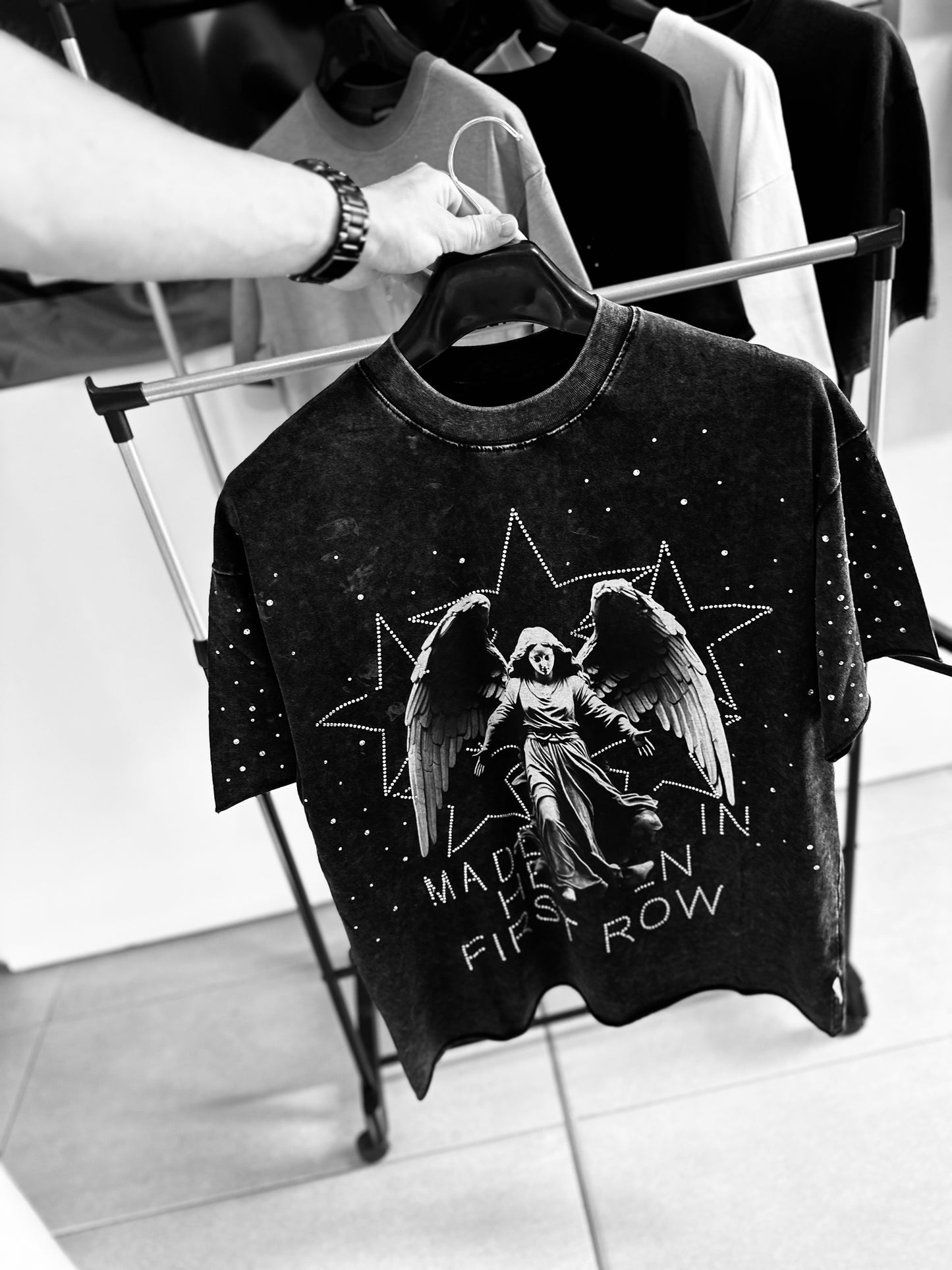 CAMISETA OVERSIZE FIR GRIS OSCURO RHINESTONE ESTRELLA