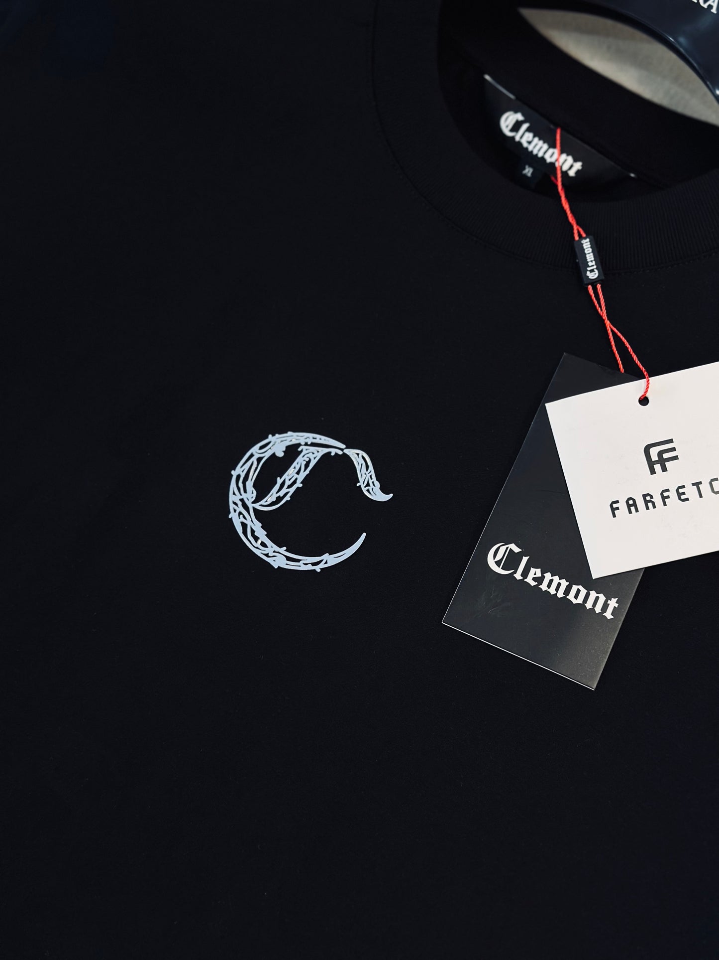 CAMISETA SLIM CLE NEGRA "C" AZUL