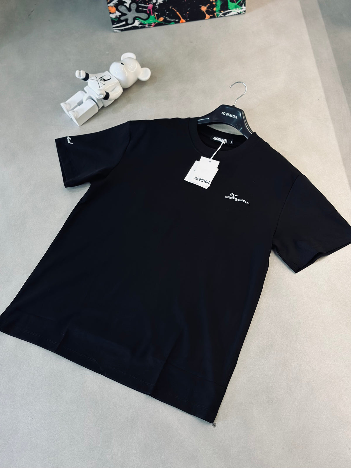 CAMISETA SLIM JAC NEGRA TEJIDO BLANCO