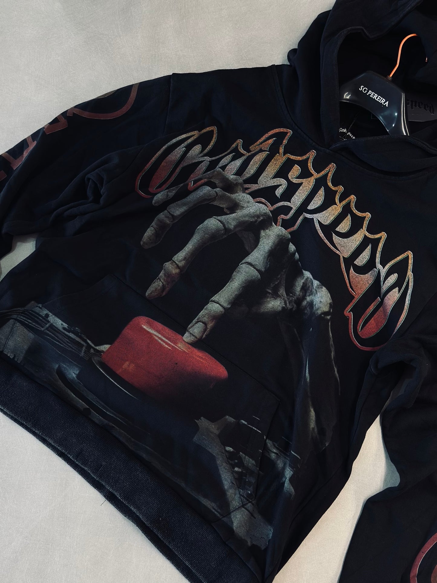 HOODIE GOS GRIS MANO BOTON