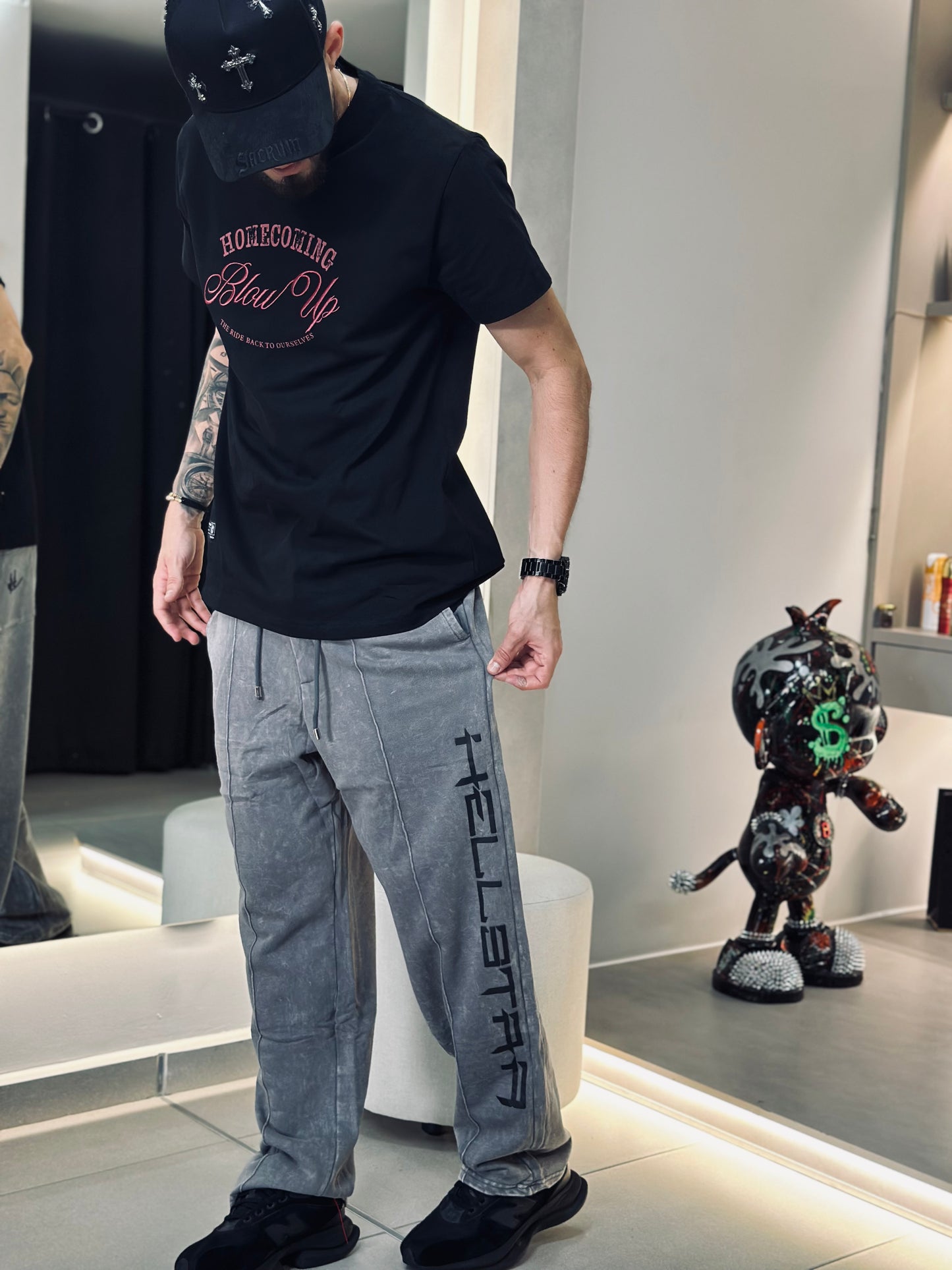 SUDADERA HEL GRIS CLARO DESVANECIDO HEL NEGRO