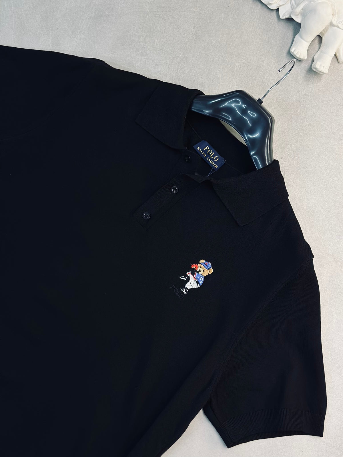 CAMISETA POLO RAL NEGRA TEJIDO OSO