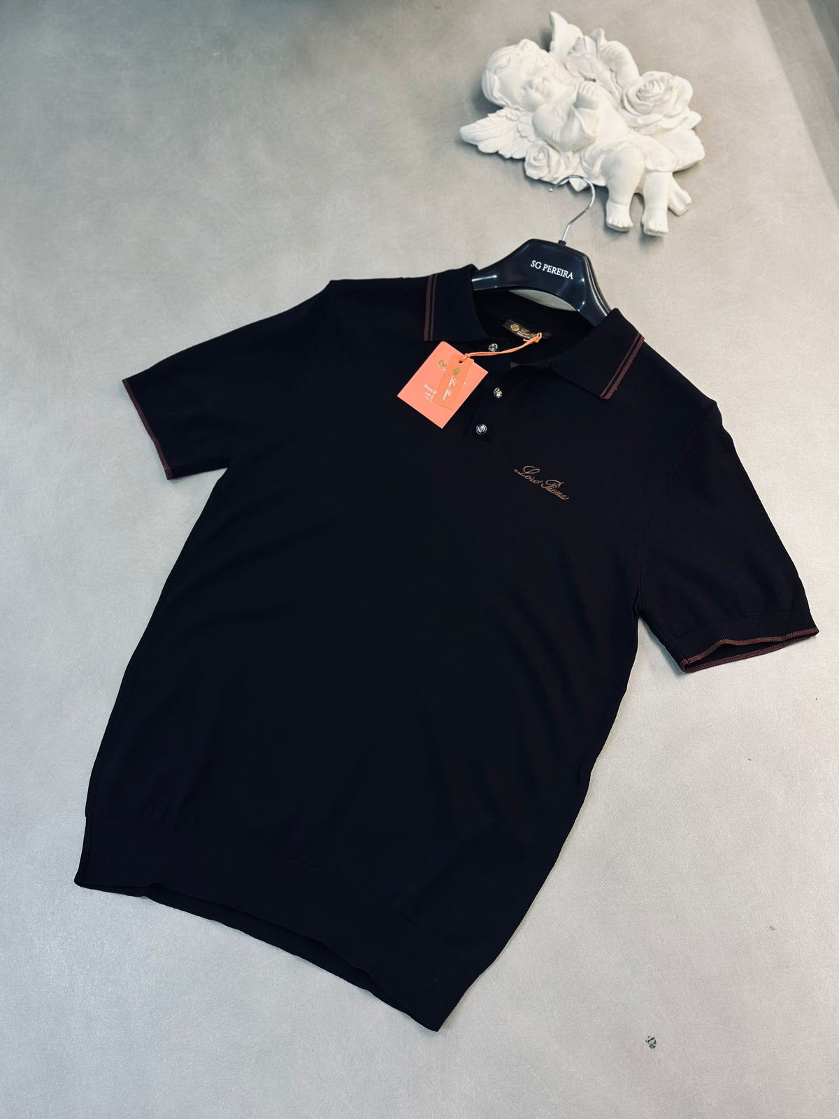 CAMISETA POLO LOR NEGRA TEJIDO LOR CAFÉ