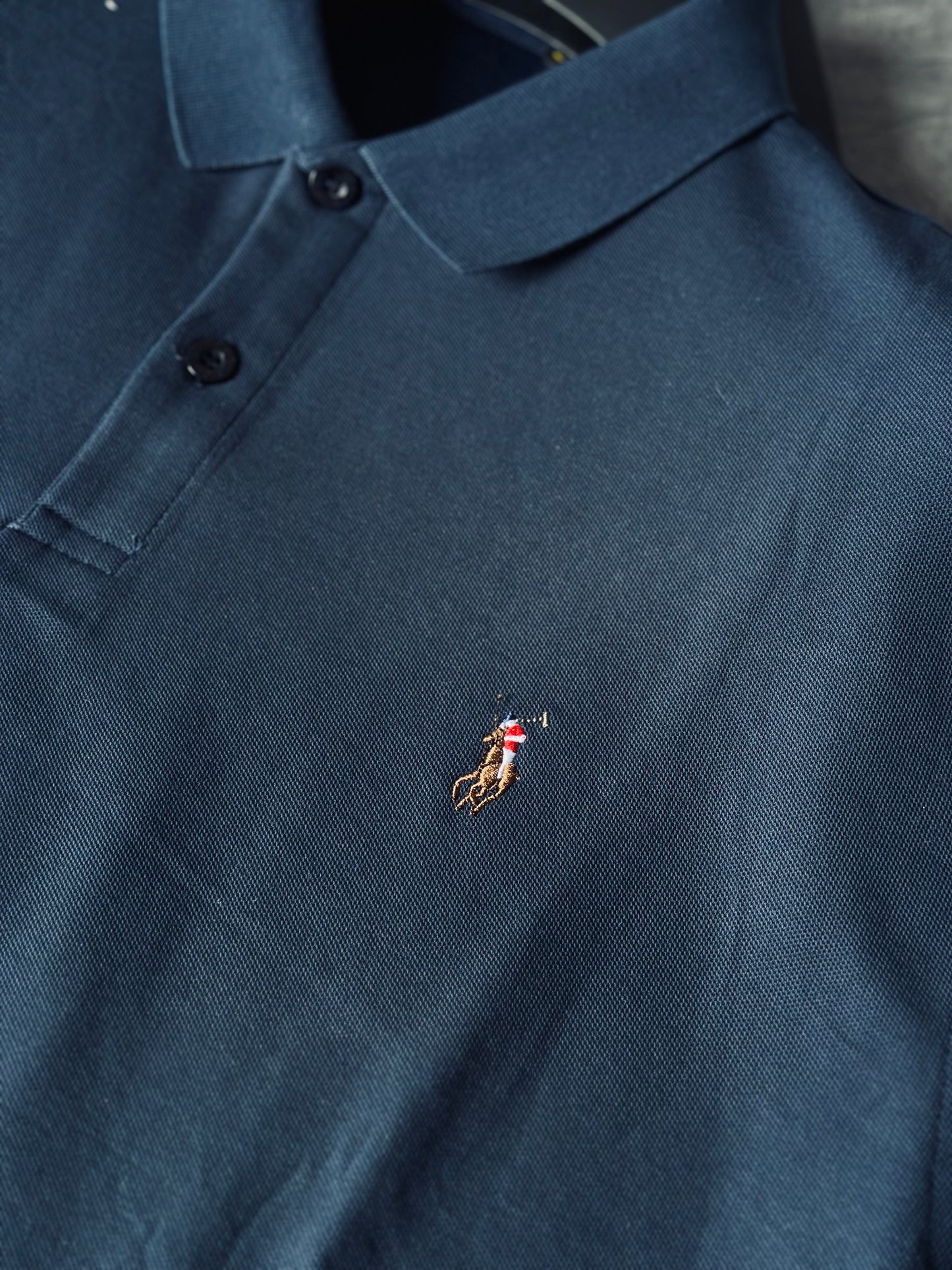 CAMISETA POLO PSY AZUL TEJIDO CABALLO
