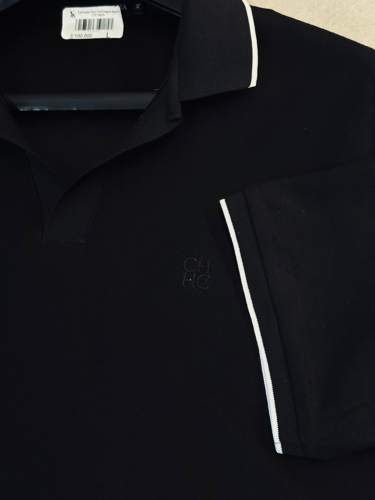 CAMISETA POLO CAR NEGRA BASICA CH TEJIDO