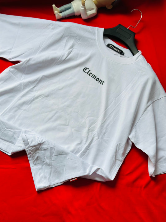 CAMISETA OVERSIZE CLE BLANCA DETALLE DORADO