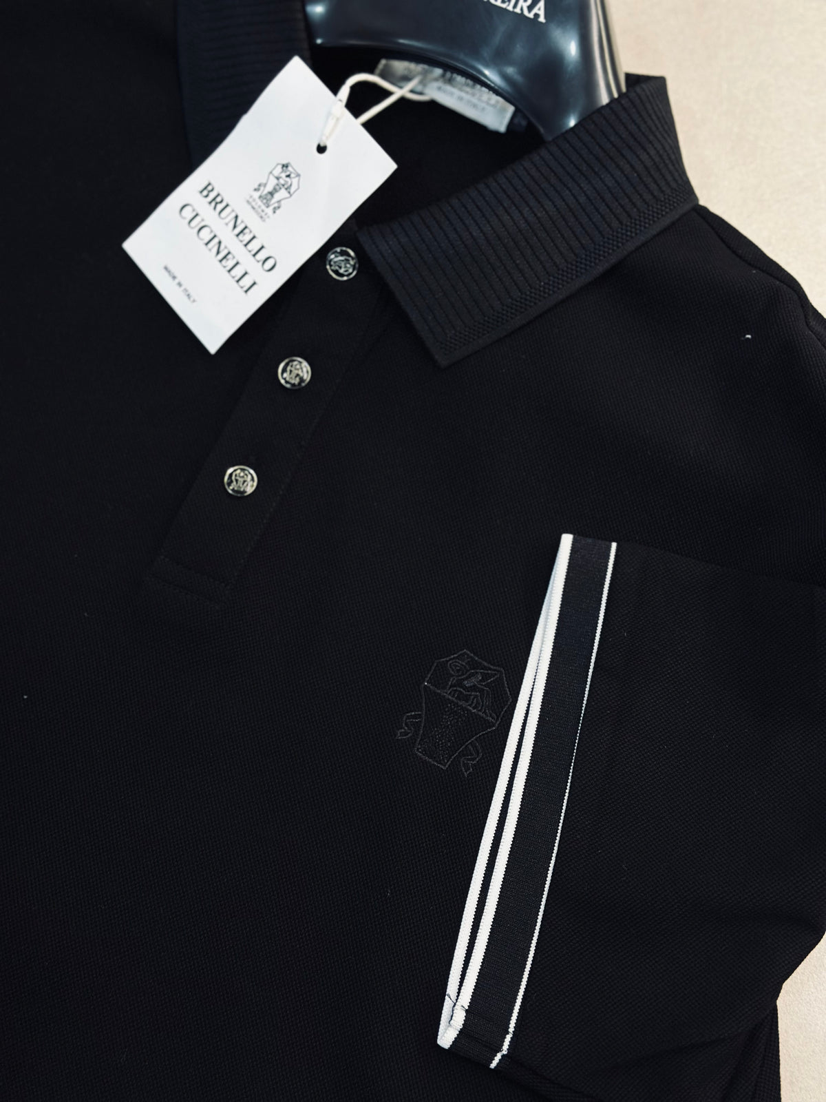 CAMISETA POLO BRU NEGRA TEJIDO TEJIDO NEGRO
