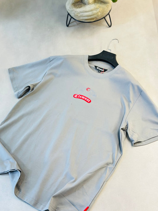 CAMISETA SLIM CLE GRIS CLE GOMA ROJA