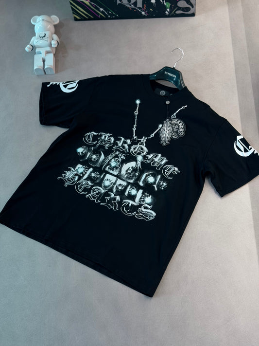 CAMISETA OVERSIZE CHR NEGRA CADENA DIENTES