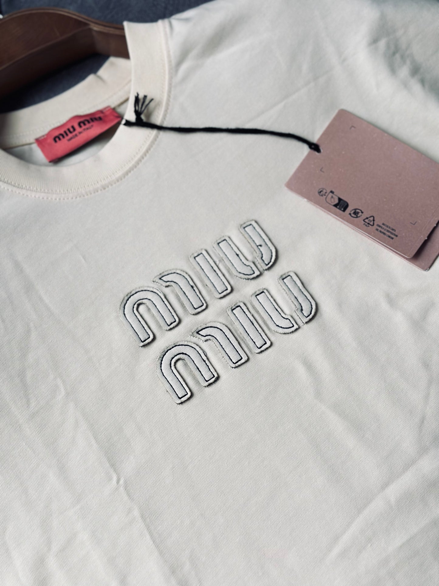 CAMISETA OVERSIZE TC MIU CREMA TEJIDO
