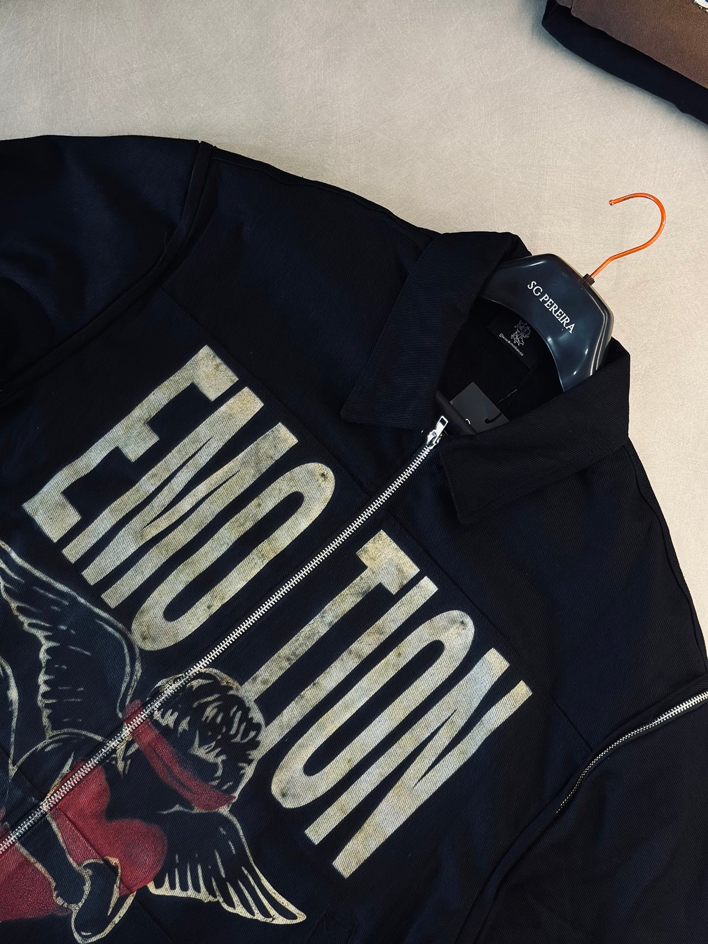 CHAQUETA EMO NEGRA CUPIDO CORAZON