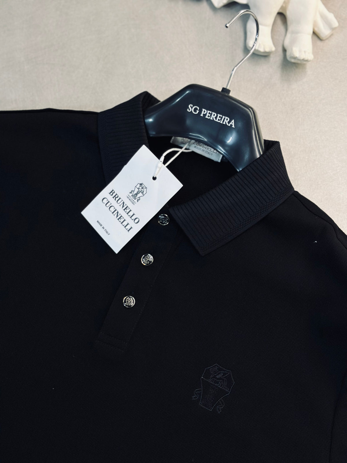 CAMISETA POLO BRU NEGRA TEJIDO TEJIDO NEGRO