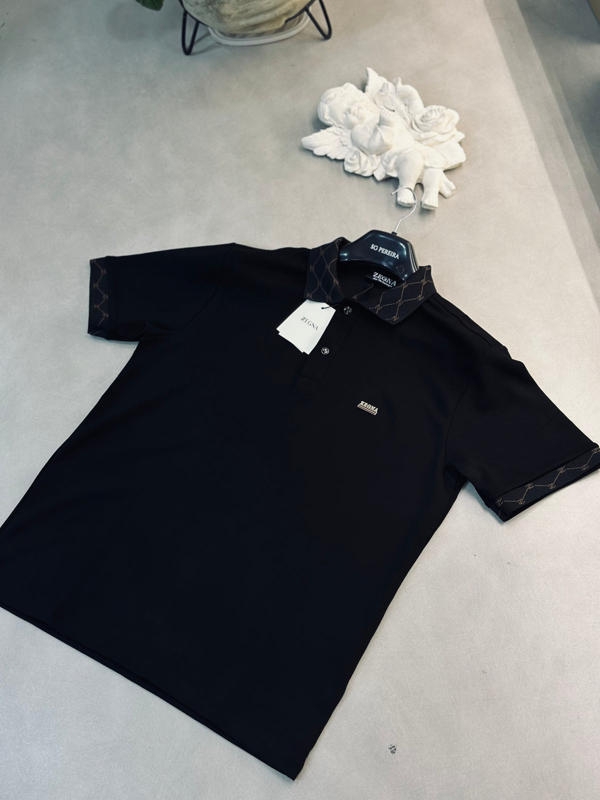 CAMISETA POLO ZEG NEGRA PLACA MET