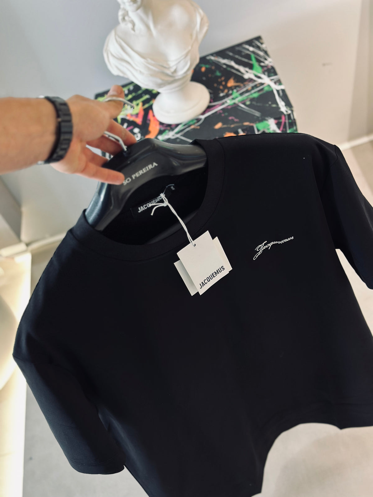 CAMISETA SLIM JAC NEGRA TEJIDO BLANCO