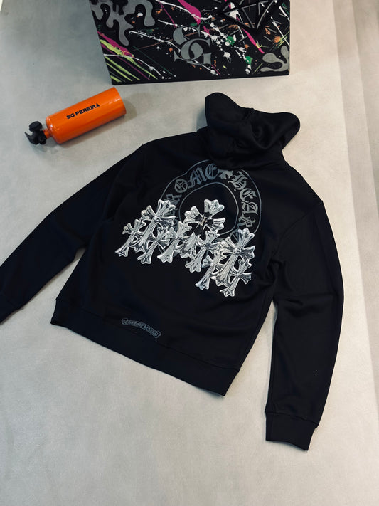 HOODIE CHR NEGRA 3 CRUCES BLANCAS