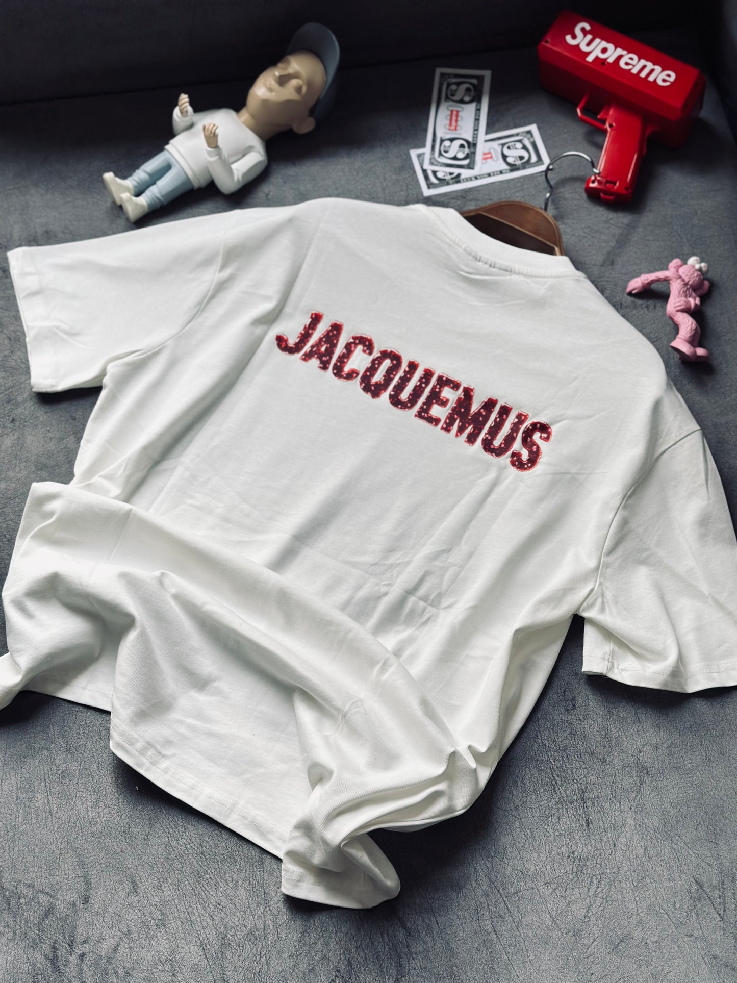 CAMISETA OVERSIZE TC JAQ BLANCA JAQUE ROJO