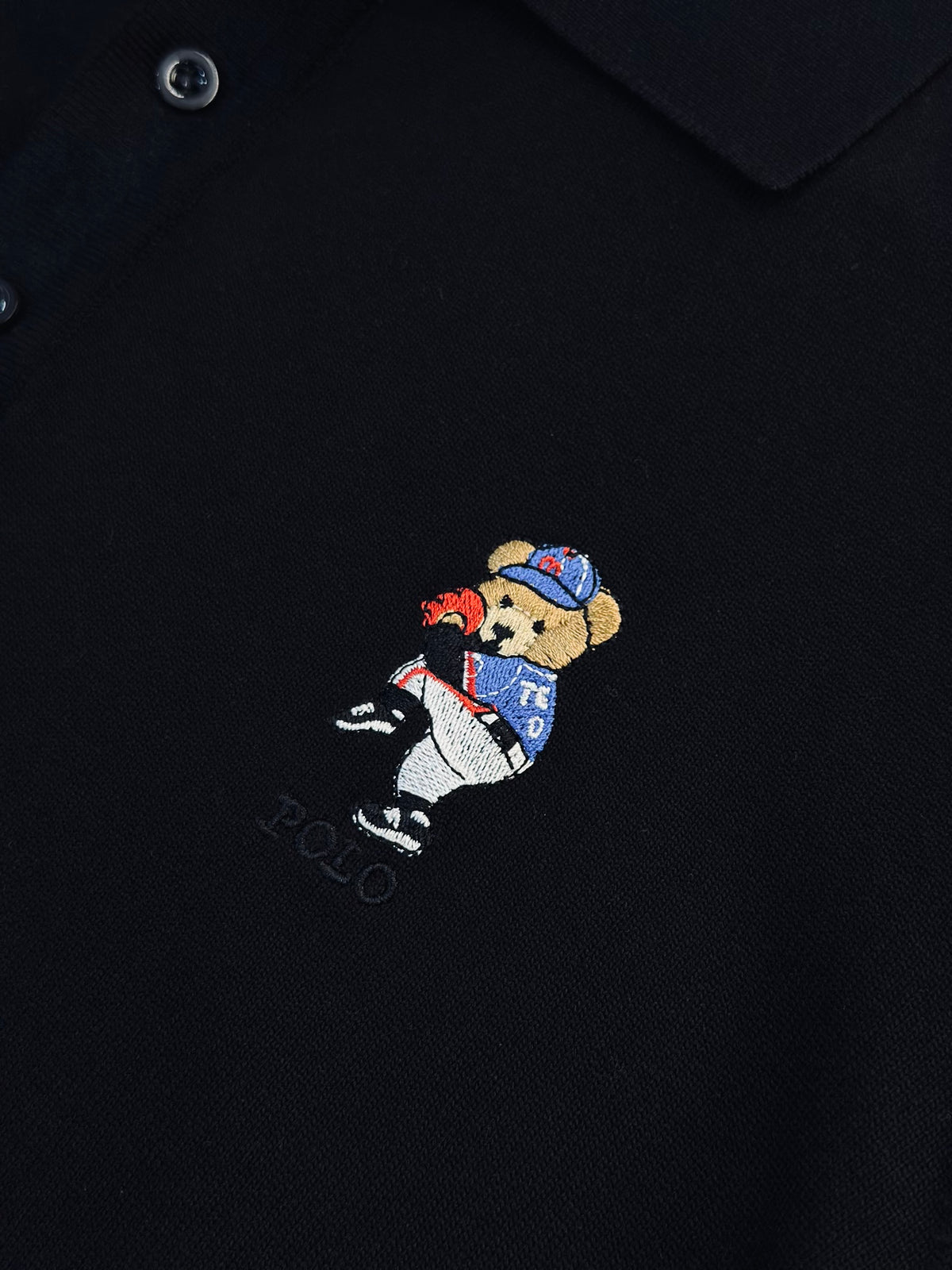 CAMISETA POLO RAL NEGRA TEJIDO OSO