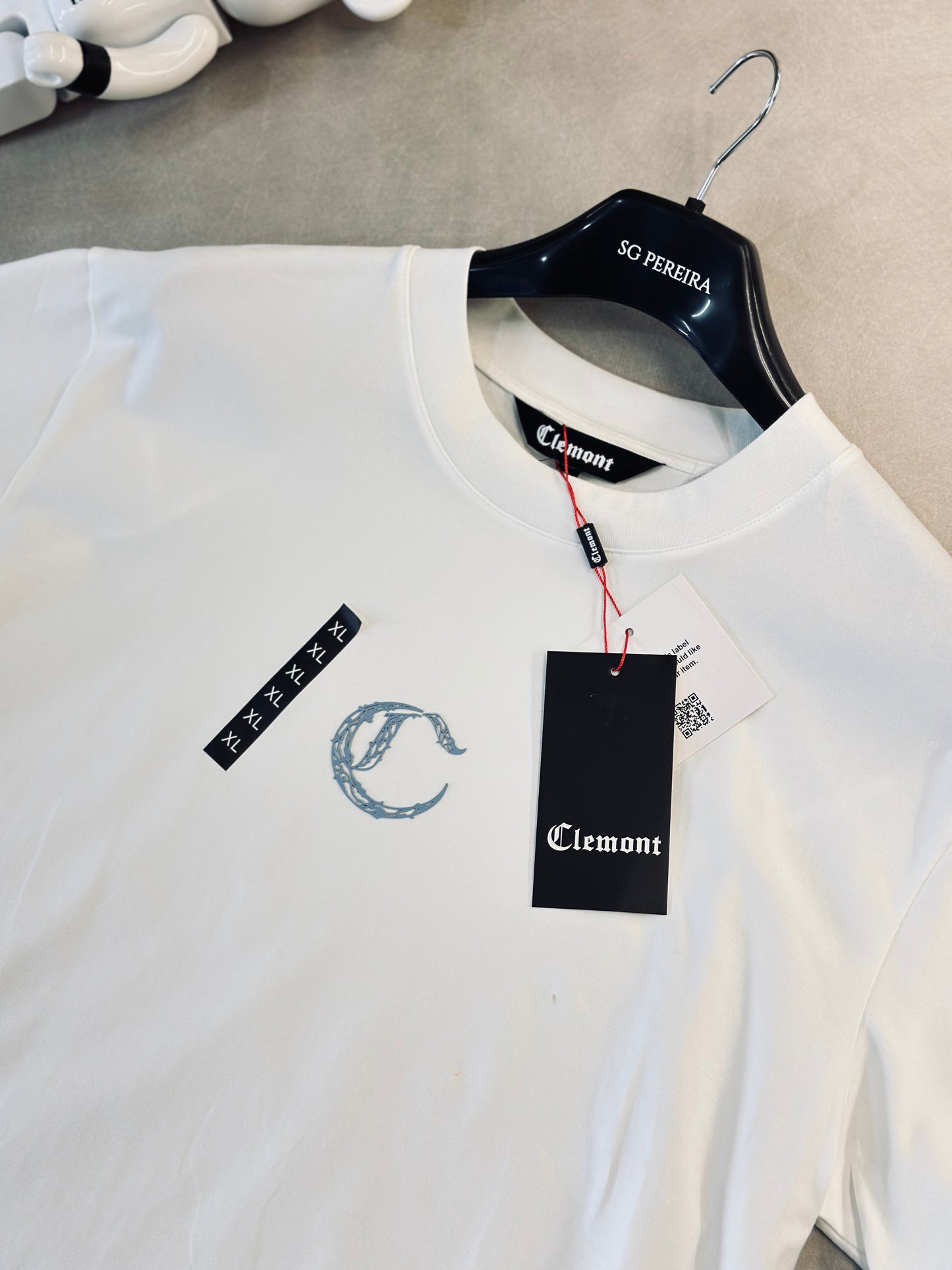 CAMISETA SLIM CLE BLANCA "C" AZUL