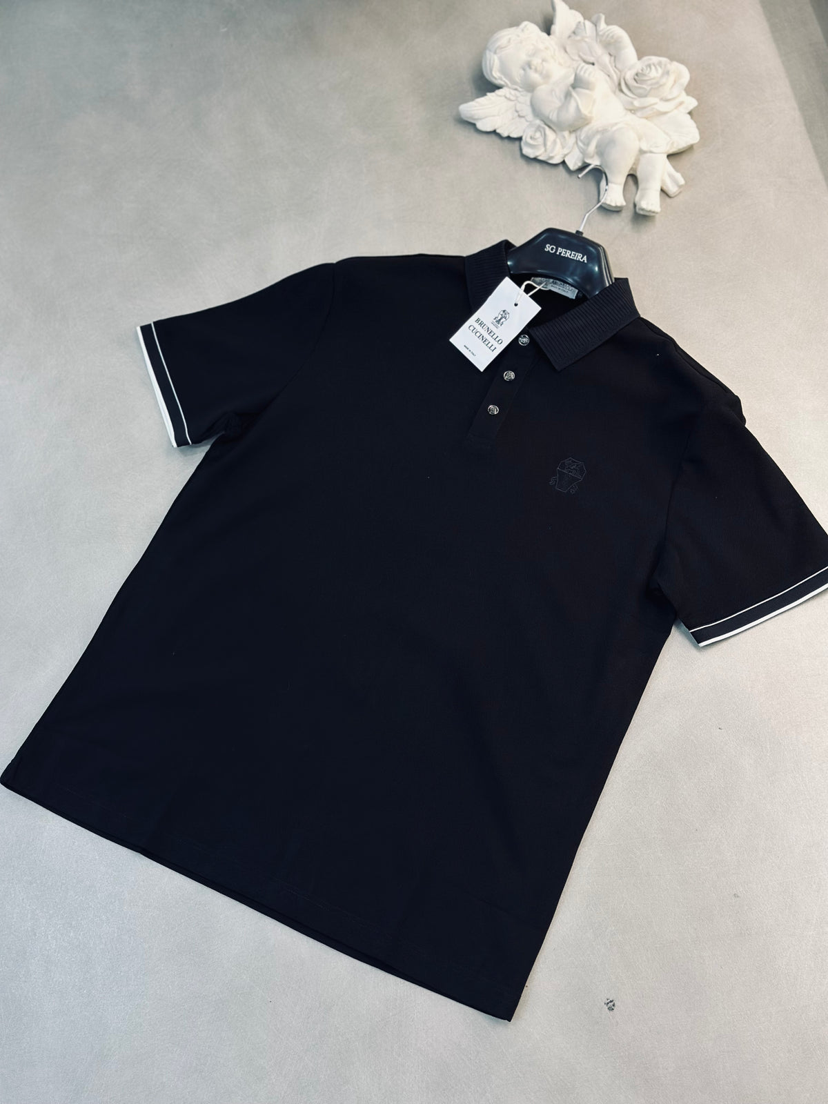 CAMISETA POLO BRU NEGRA TEJIDO TEJIDO NEGRO