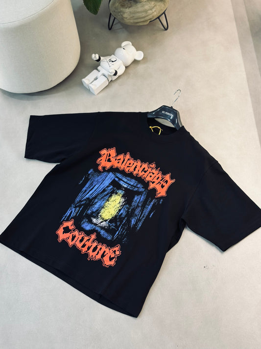 CAMISETA OVERSIZE BAL NEGRA DETALLE AZUL