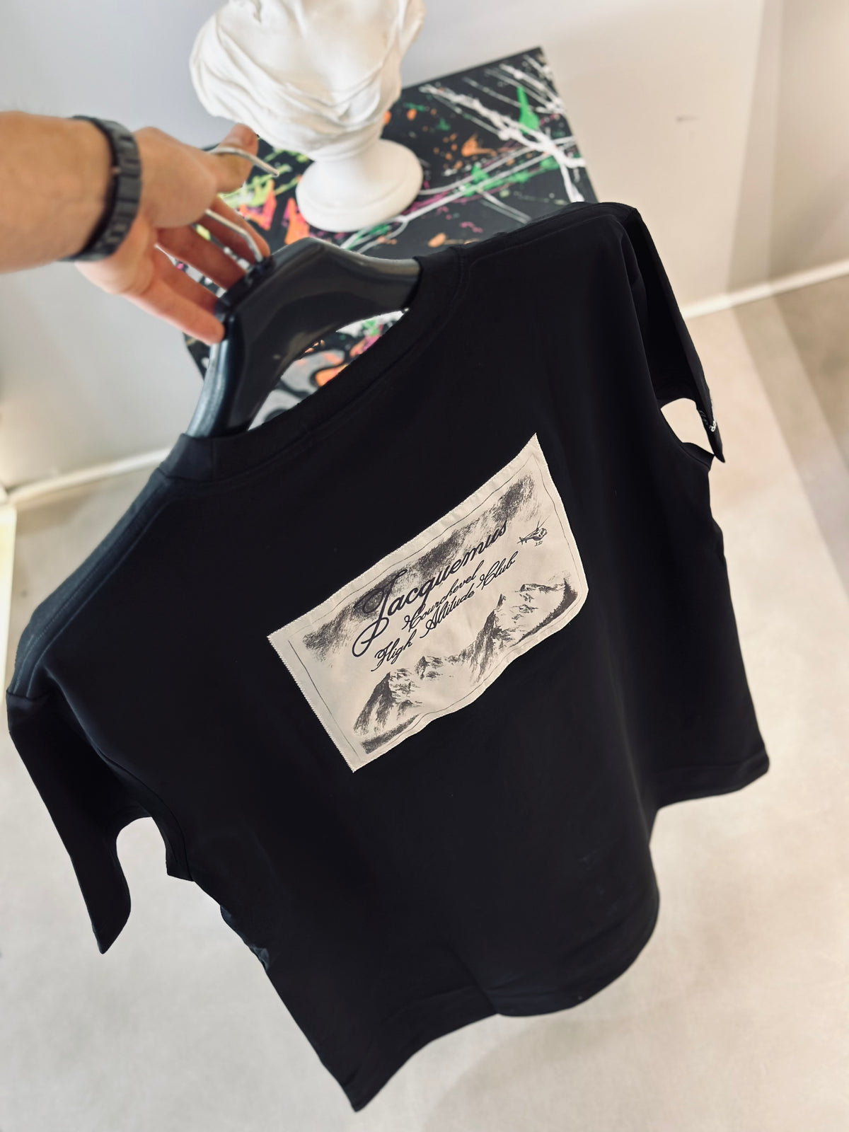 CAMISETA SLIM JAC NEGRA TEJIDO BLANCO