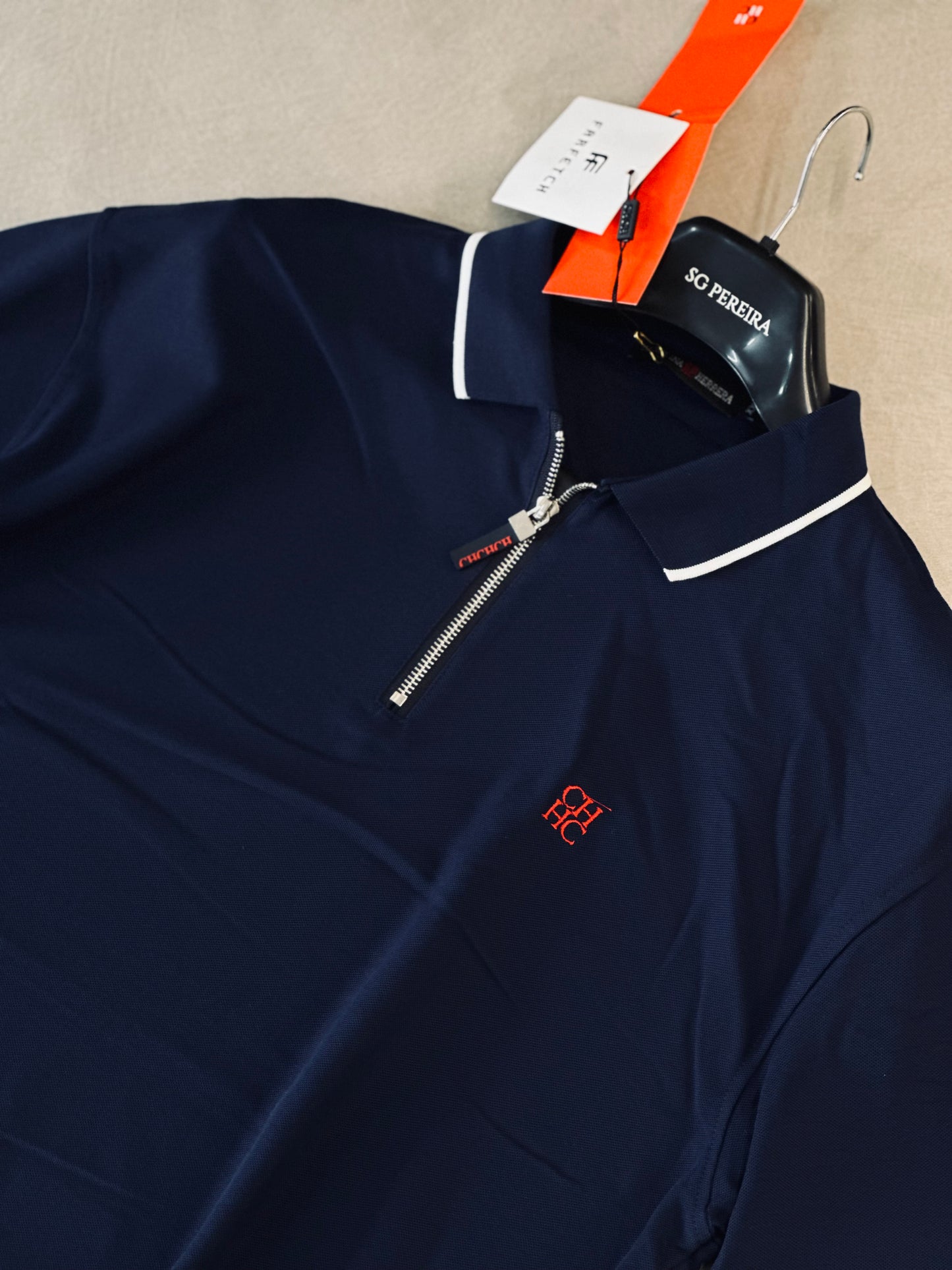 CAMISETA POLO CAR AZUL OSCURO CREMALLERA CH ROJO