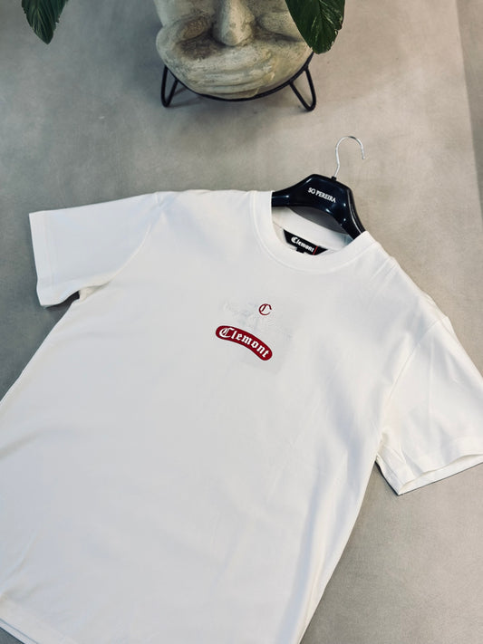 CAMISETA SLIM CLE BLANCA CLE GOMA ROJA