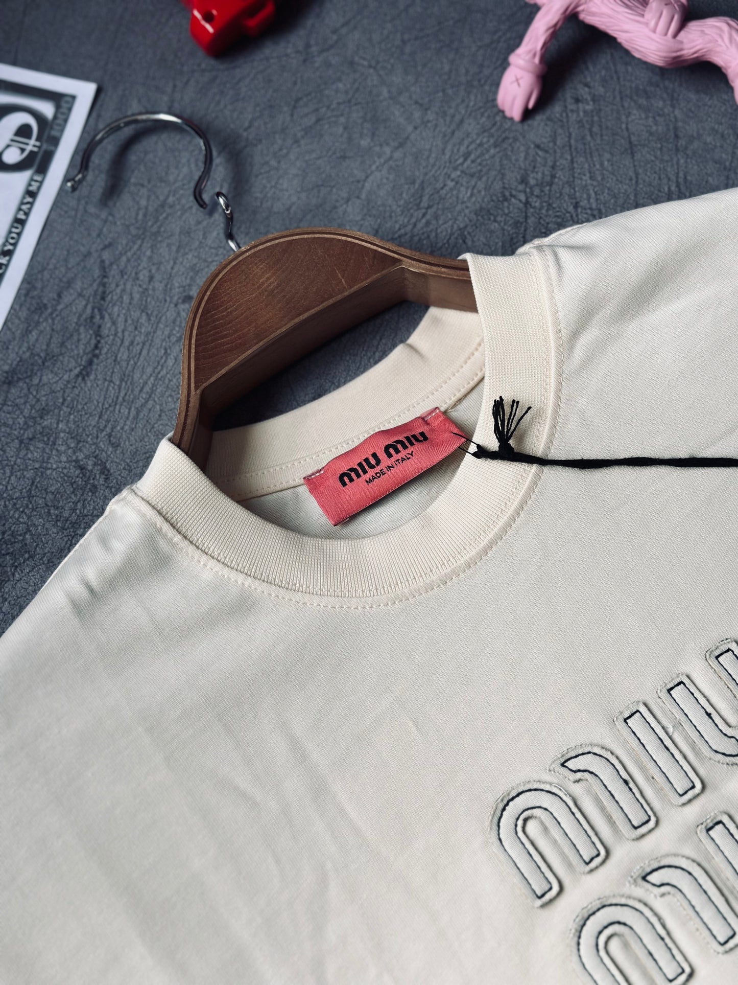 CAMISETA OVERSIZE TC MIU CREMA TEJIDO