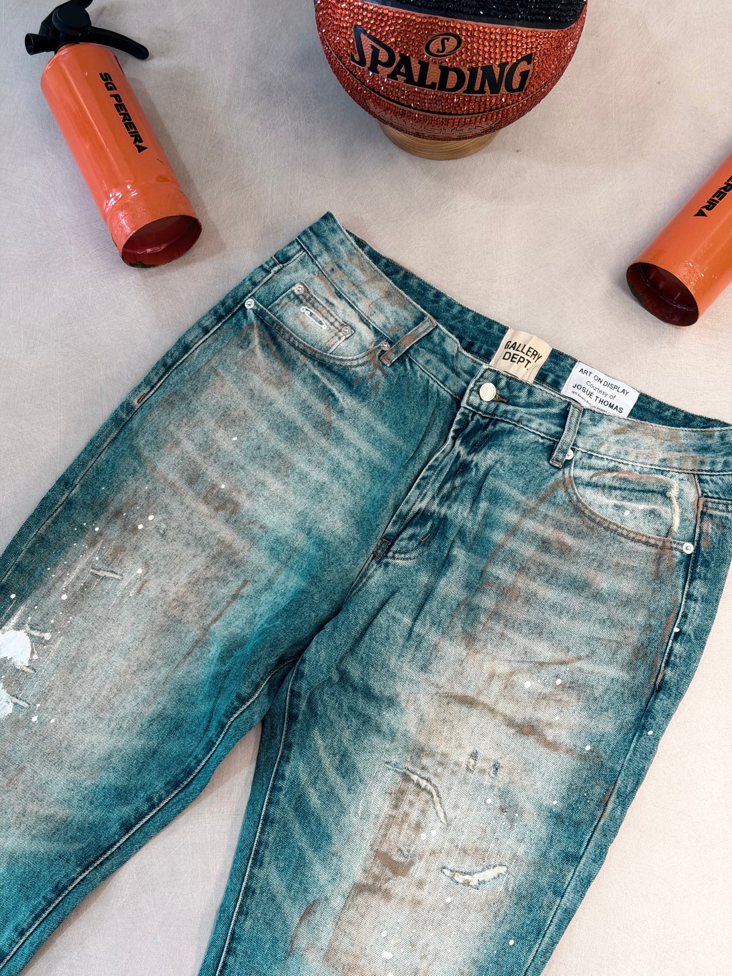 JEAN GAL AZUL DESGASTES CAFÉ