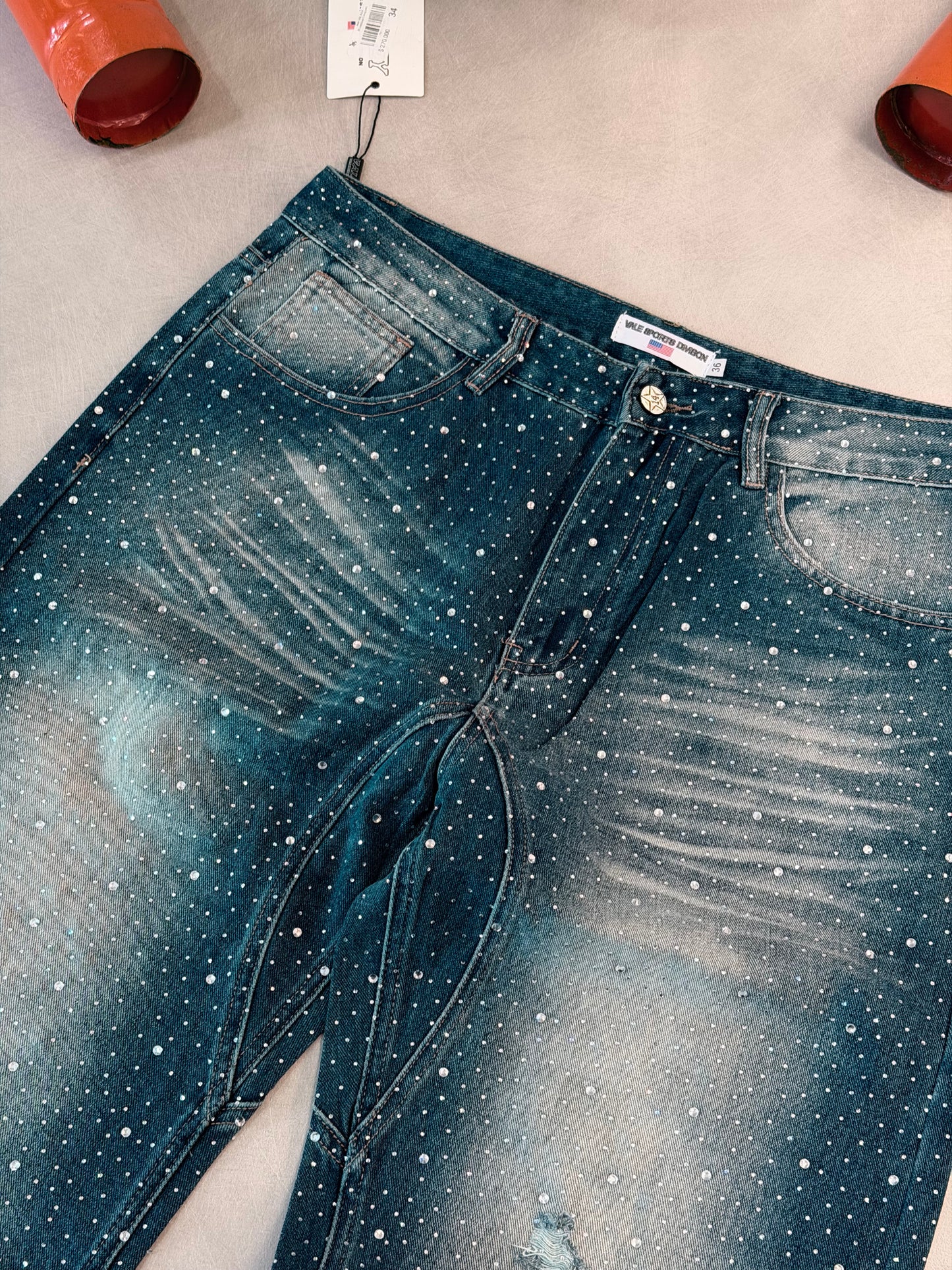 JEAN VAL AZUL RHINESTONE COMPLETO