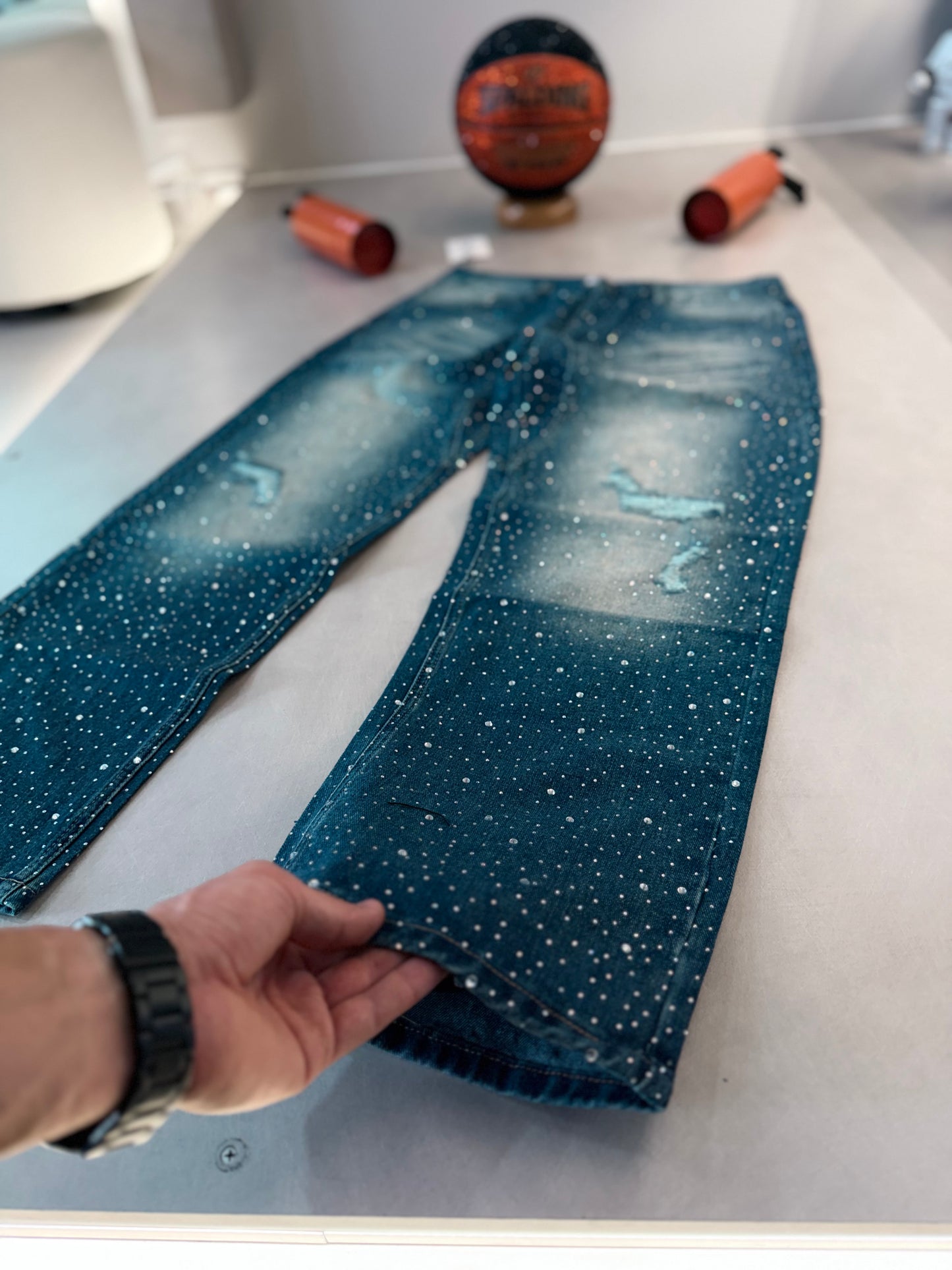 JEAN VAL AZUL RHINESTONE COMPLETO