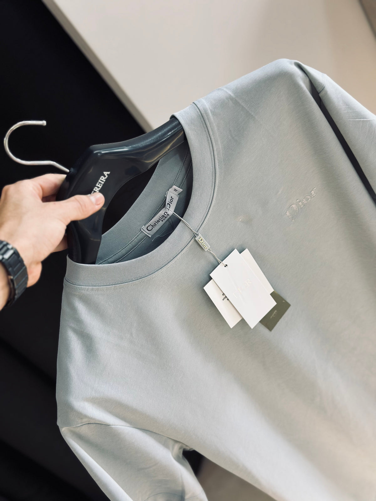 CAMISETA SLIM DIO GRIS TEJIDO GRIS