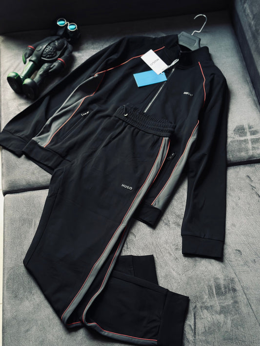 CONJUNTO DE LUJO HUG NEGRO FRANJA ROJA