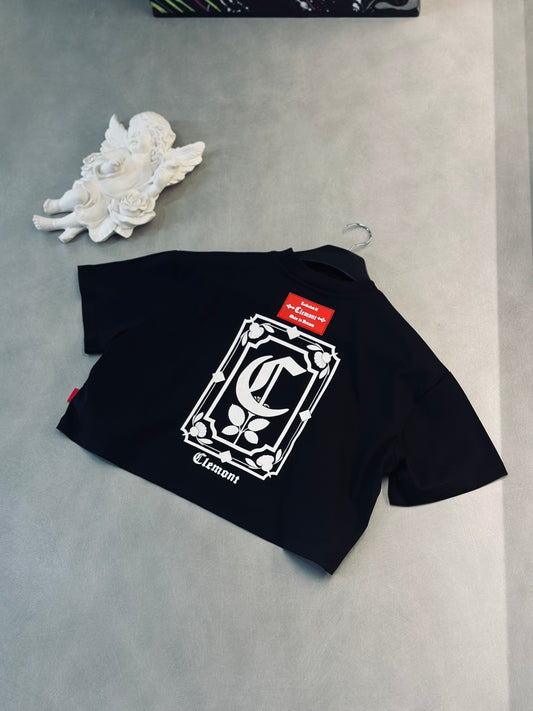CROPTOP OVERSIZE CLE NEGRA CUADRO "C"