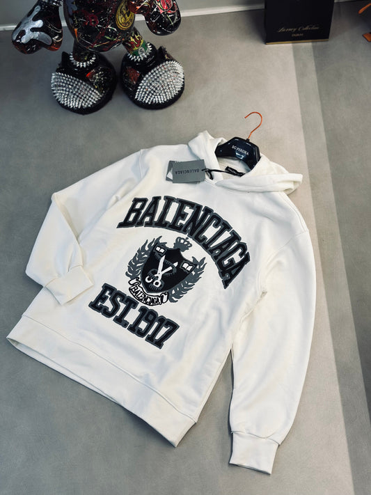 HOODIE BAL BLANCO LOGO GRIS